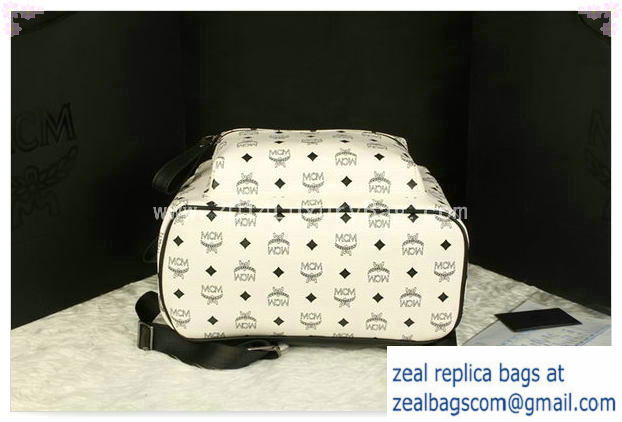 High Quality Replica MCM Stark Backpack Jumbo in Calf Leather 8006 White - Click Image to Close